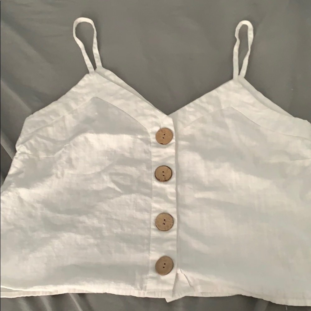 White v-neck bottom down top